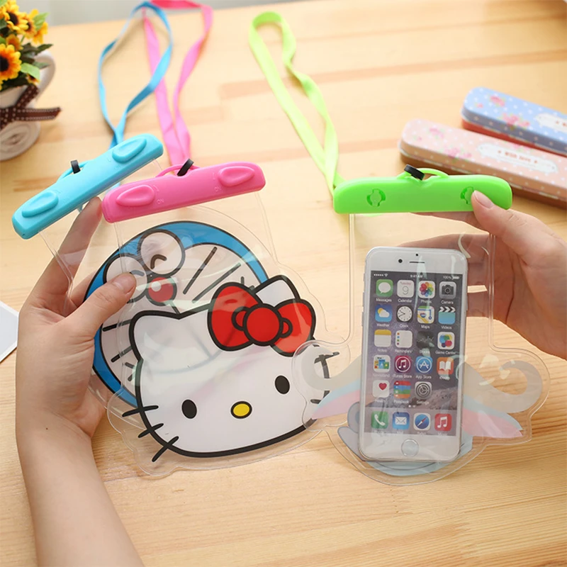 

Cartoon Hello Kitty Waterproof Pouch Cute Transparent PVC Cell Phone Case IPhone Card Holder Storage Wallet Travel Accessories