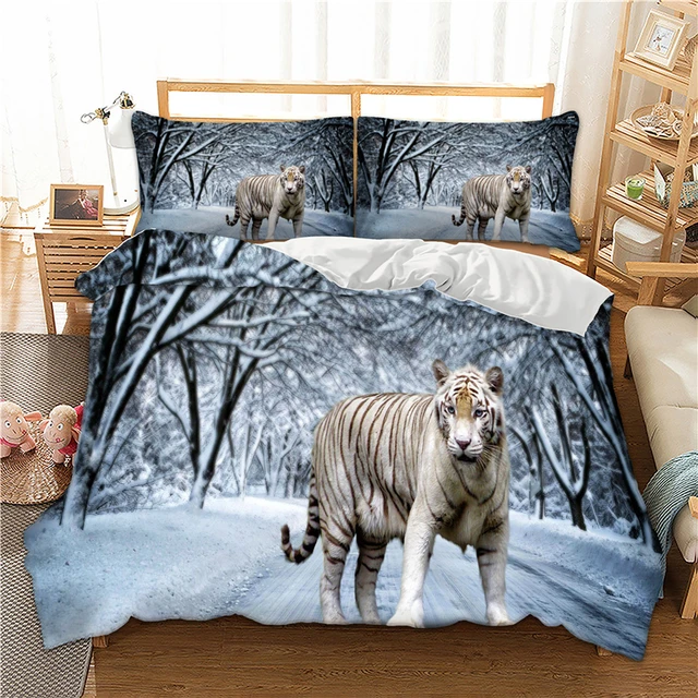 Wongs bedding 3d tiger snow white duvet cover Bedding set quilt Cover