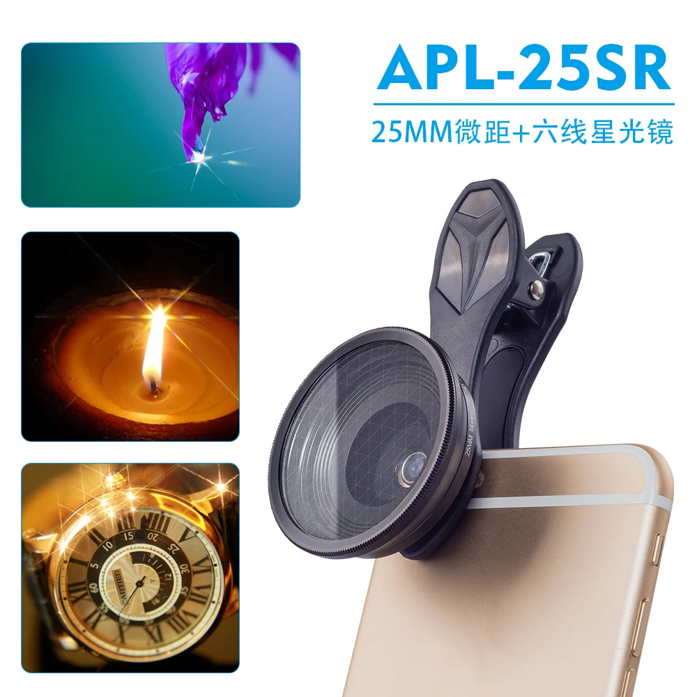 APEXEL 25mm super macro lens with star filter photography macro lentes Mobile Phone camera lenses For iphone 6 6S 7 8 X Samsung APEXEL 25mm super macro lens with star filter photography macro lentes Mobile Phone camera lenses For iphone 6 6S 7 8 X Samsung