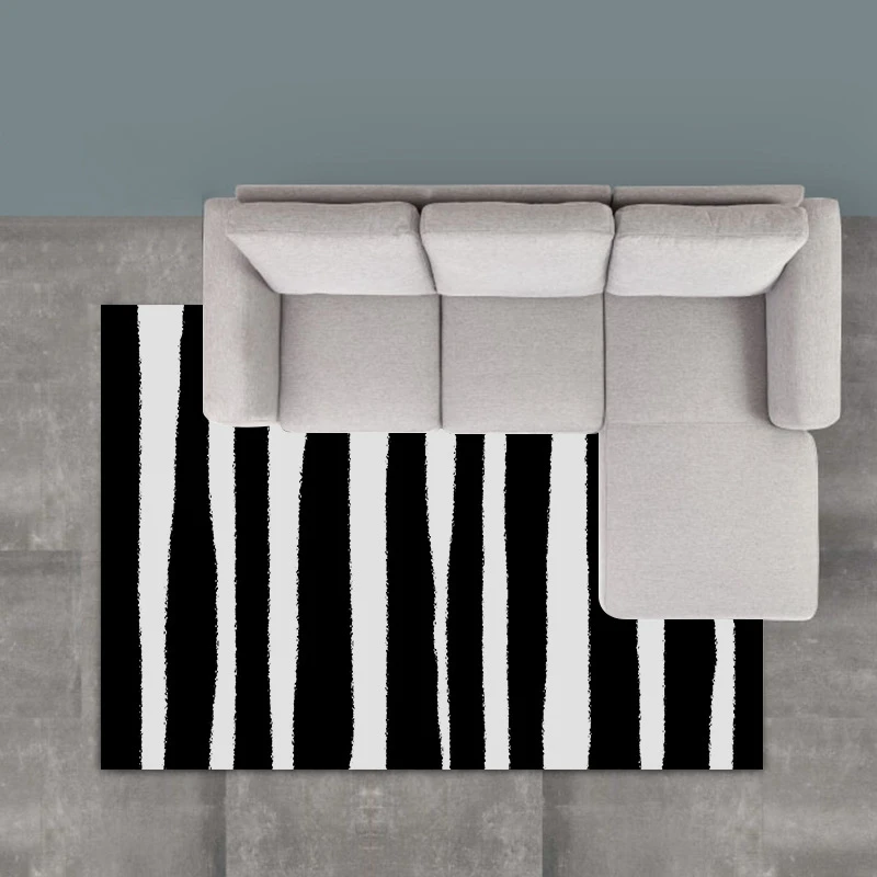 Скандинавские простые коврики геометрические коврики для гостиной черно-белые полосатые прикроватные коврики для дома, офиса, дивана