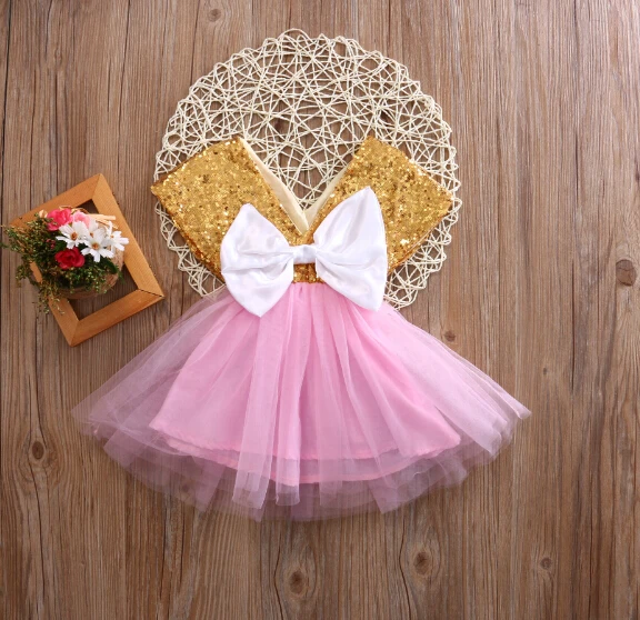

Summer 2017 Baby Toddler Girls Dress Flower Princess bow-knot Wedding Party Lace Tutu Pageant Fancy TUTU Dress