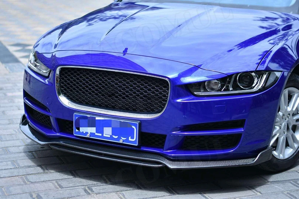 Для XE углеродного волокна передний бампер спойлер для Jaguar XE Sedan 4 двери губ- двойной стиль голова Лопата защита