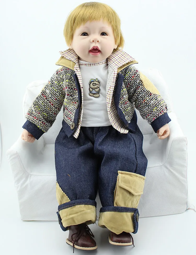 

Soft Reborn baby Toddler Collection Dolls 24 inch Reborn Baby Doll Lifelike boy Vinyl Baby Toys