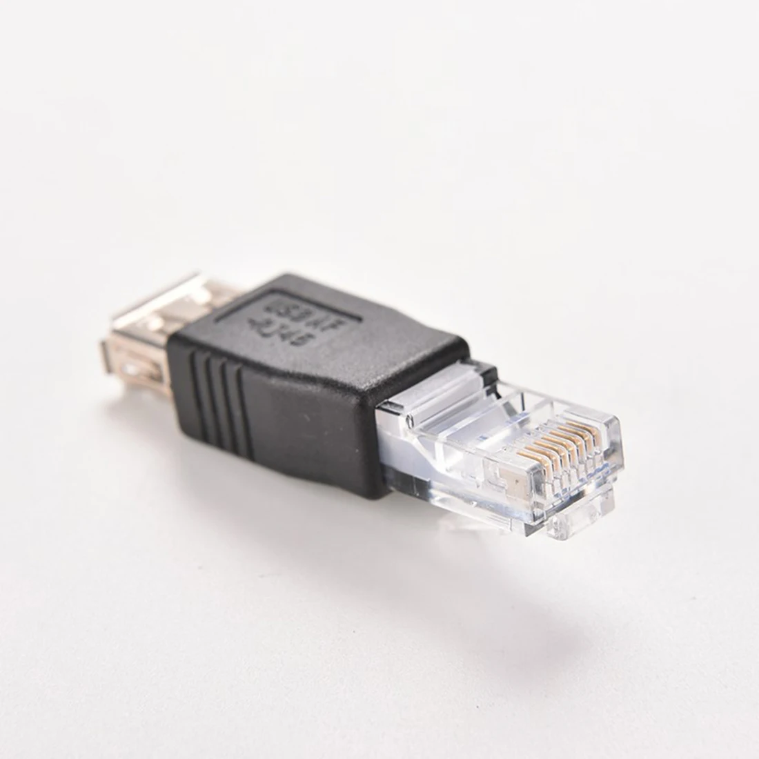 Кристалл голову RJ45 мужчина к USB 2,0 AF Женский адаптер Ethernet преобразователя Трансвертер коннектор ноутбука LAN Сетевой кабель