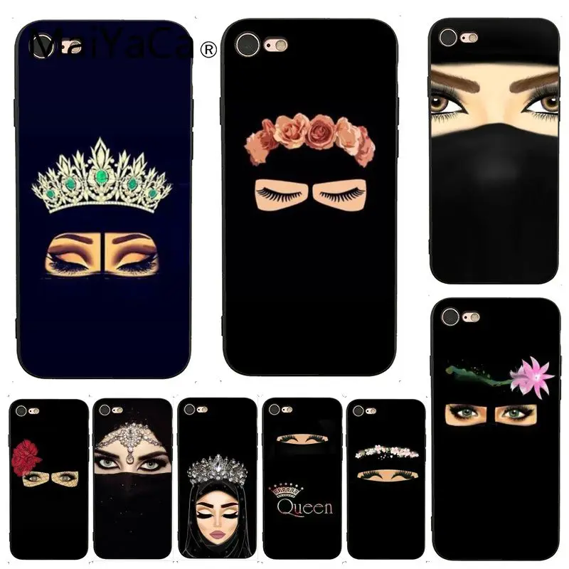 

MaiYaCa For iphone 7 6 X Case Arab Woman With Niqab Face eye Hot Fashion Design Case for iPhone 7 6 X 8 6s Plus 5 XS XR Case