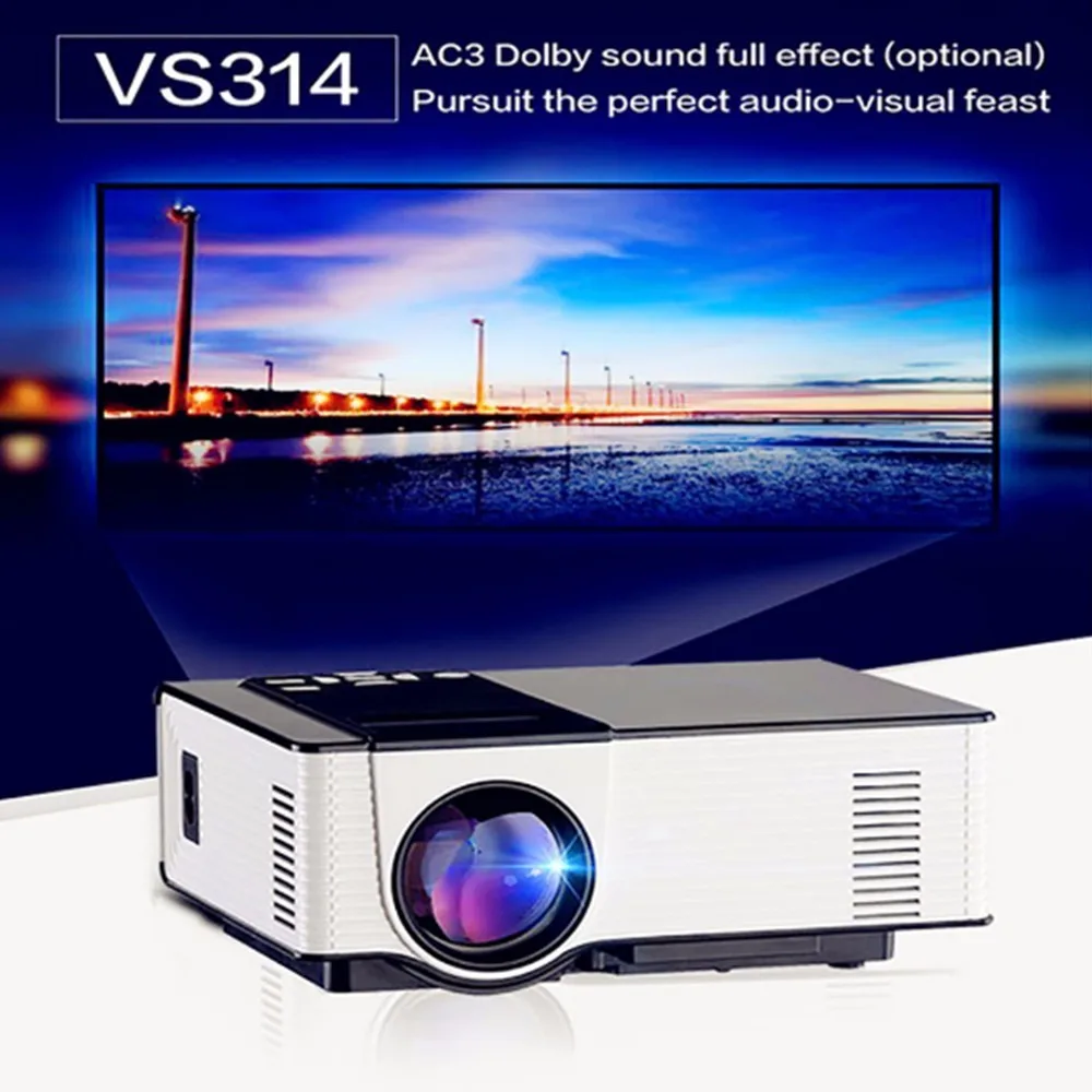 

VS314 Mini LED Projector Full HD 1500 Lumens 800 x 480 Pixels 0.9-6M Home TV Media Player Portable Home Theater Proyector uc46