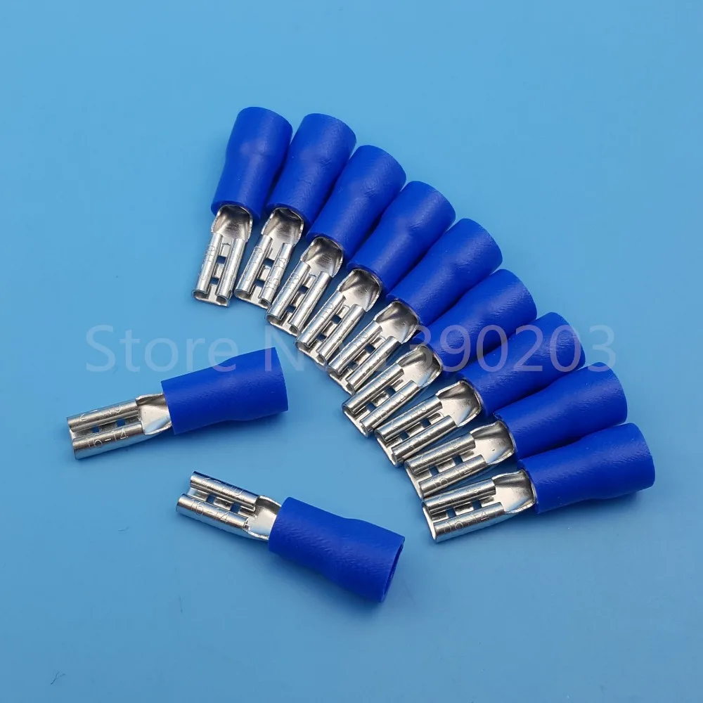 

1000Pcs Blue 2.8mm FDD2-110 14-16 AWG Female Spade Insulated Quick Disconnect Wire Crimp Terminals Connector