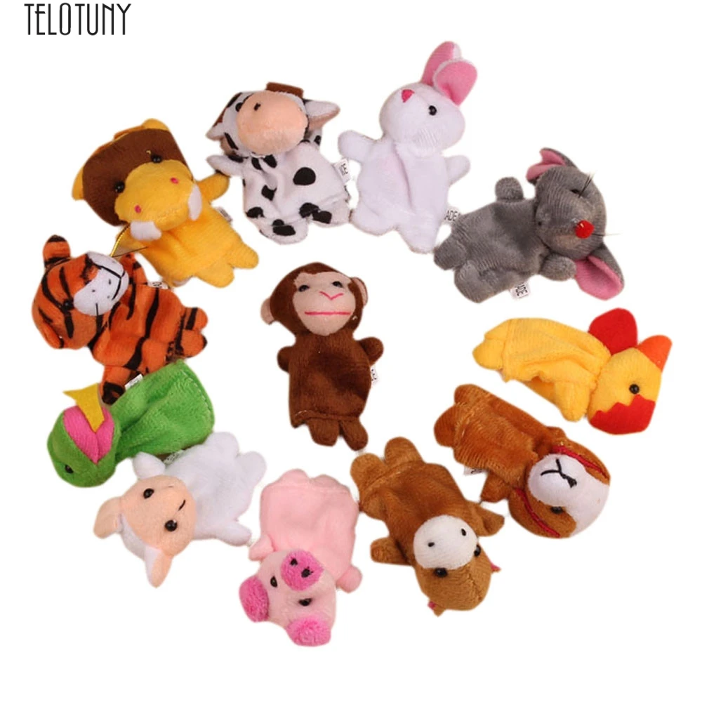 

TELOTUNY 12Pcs animal finger dolls Chinese Zodiac Soft cute Animal Puppet Finger Toys PLush Toys W0123