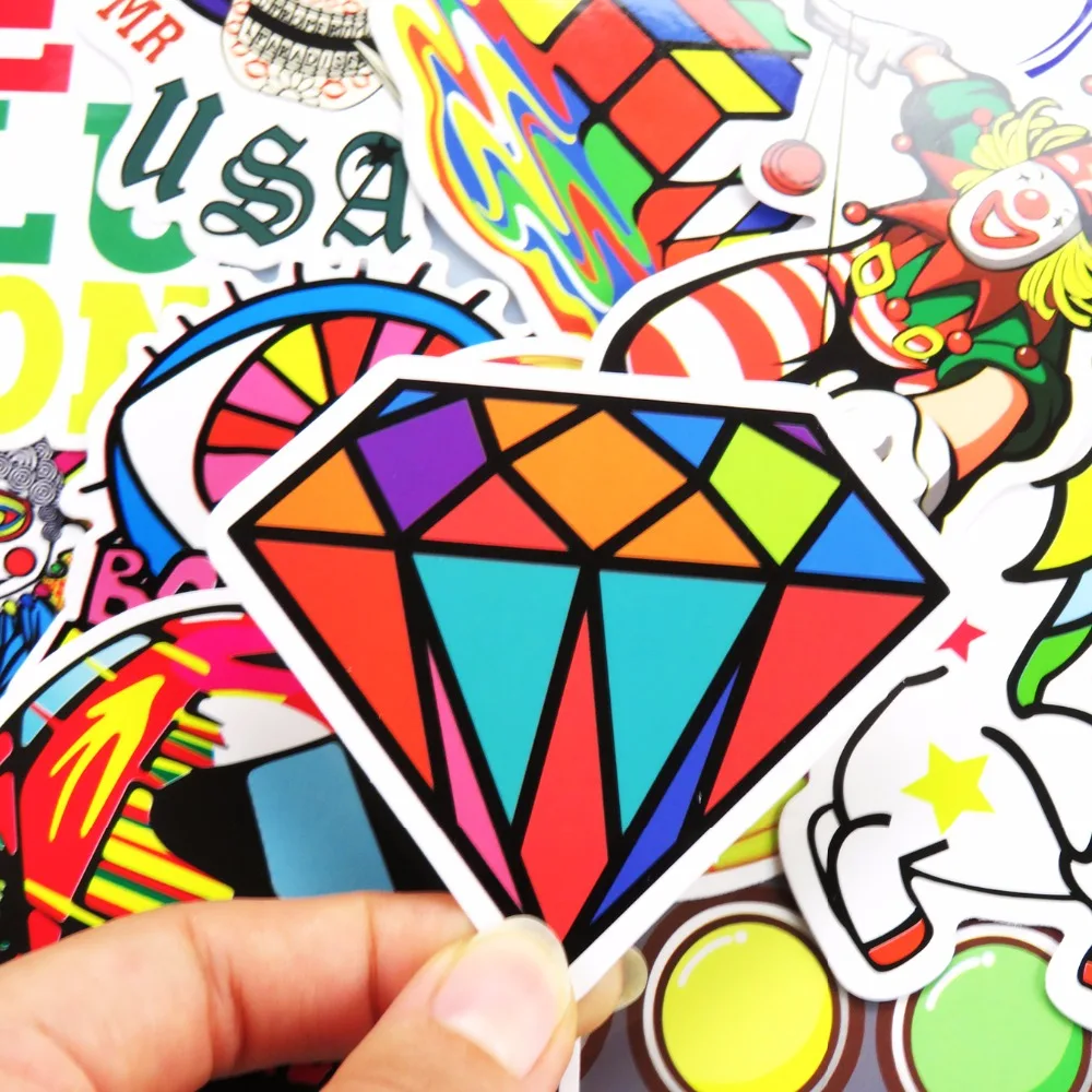 Baru Campuran 50 Pcs Warna Warni Stiker Untuk Sepeda Tas Laptop