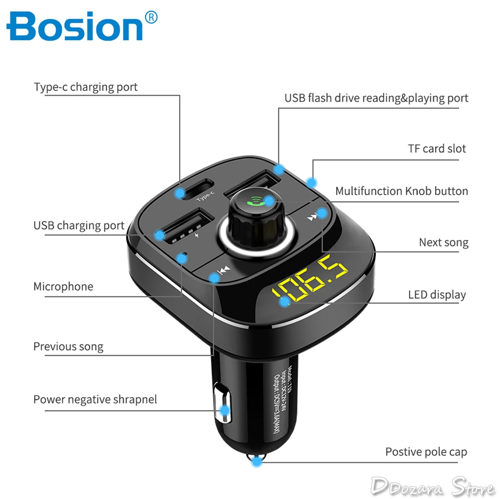 Car Kit Handsfree Wireless Bluetooth FM Transmitter LCD MP3 Player USB Charger 3.1A Car Accessories Handsfree