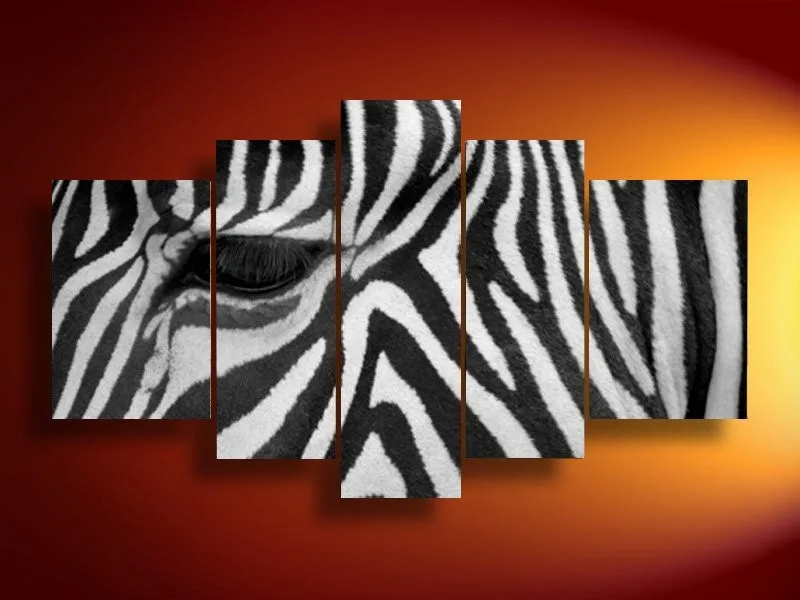 

100% Hand painted modern wall home decor canvas animal oil painting zebra landscape 5pieces abstract black white stripes