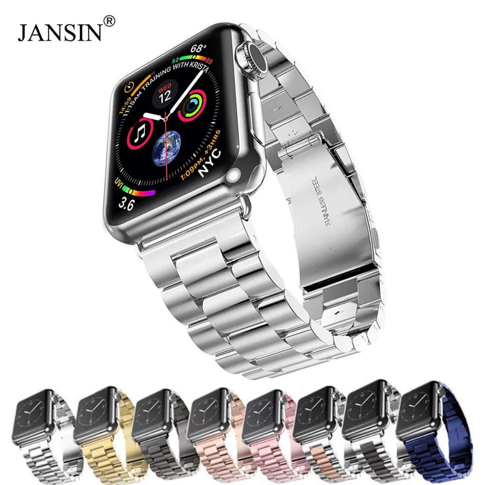 JANSIN роскошный ремешок из нержавеющей стали для Apple Watch 42 мм 38 мм 44 мм 40 мм браслет pulseira ремешок для iwatch серии 5 4 3 2 1