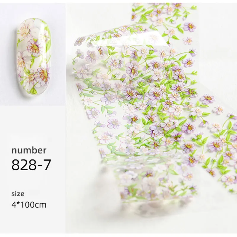HNUIX 10 цветов, наклейки для ногтей в виде листьев, лак, Микс, цветок розы, переводная Фольга для ногтей, Переводные курсоры для украшения ногтей, маникюр D - Цвет: 828-7