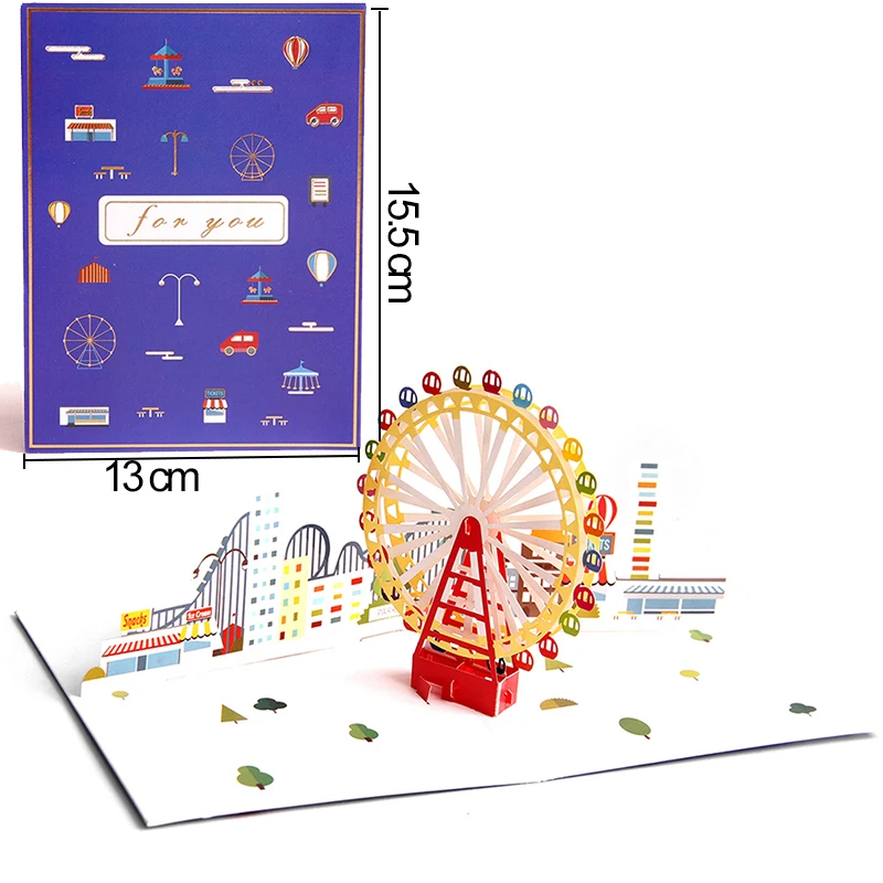 Открытка с днем рождения поздравительные подарочные открытки пустая бумага 3D ручной работы всплывающие лазерная резка винтажные приглашения на заказ с конвертом - Цвет: G3005FC