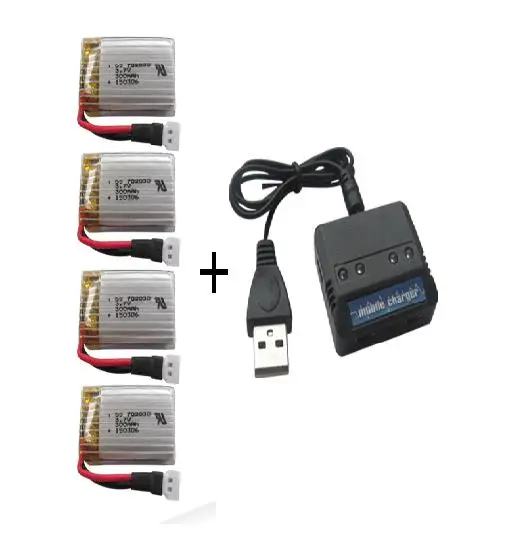 

Ewellsole 4 in 1 1306 U816 U830 DFD F180 rc Quadcopter/helicopter upgraded 3.7V 300mAh Li-Polymer 4 battery +1 charger 5pc