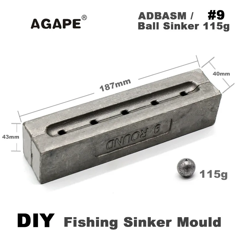 AGAPE DIY рыболовные шариковые грузила прессформы ADBASM/#9 шариковые грузила 115 г 5 полостей