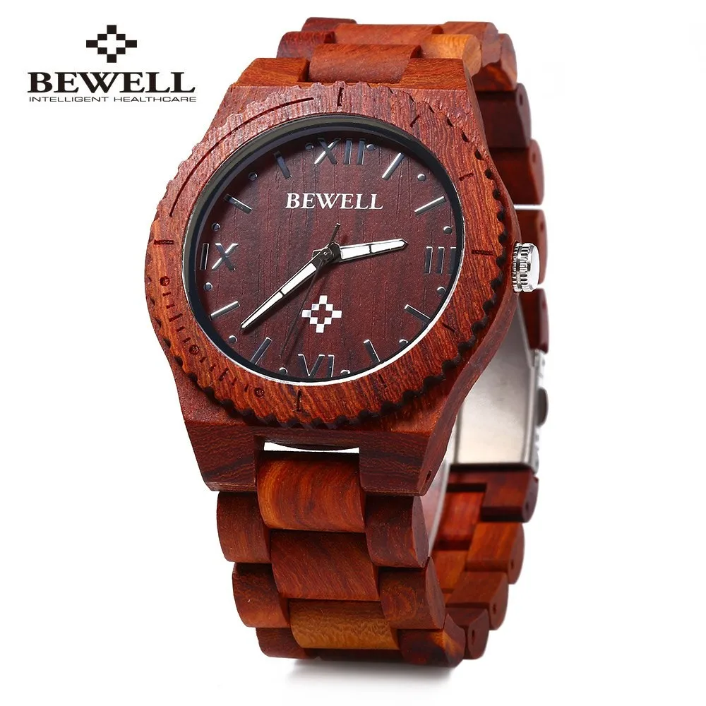 Bewell zs-w065a деревянные мужские кварцевые часы с римскими цифрами водонепроницаемые деревянные мужские часы Роскошные Брендовые мужские часы