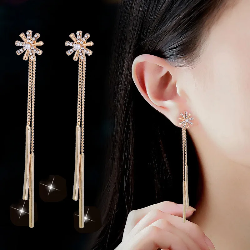 

Fancy&Fantasy Top Selling Fashion Long Tassel Earing for Women Flower Pearl Earring Earrings Hot Wedding Jewlery