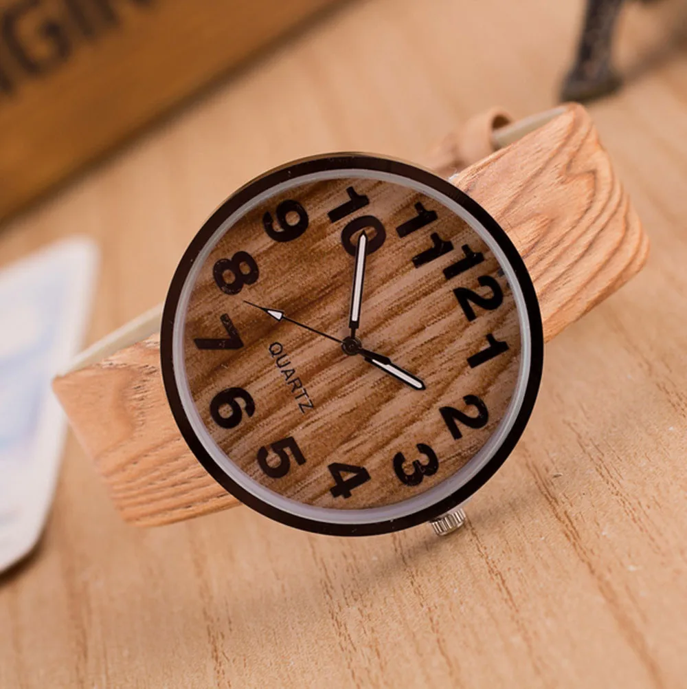 

Mujer zegarek damski bayan kol saati relojes para Style Wood Grain Leather Quartz Watch Women Dress Wristwatches Men Watch
