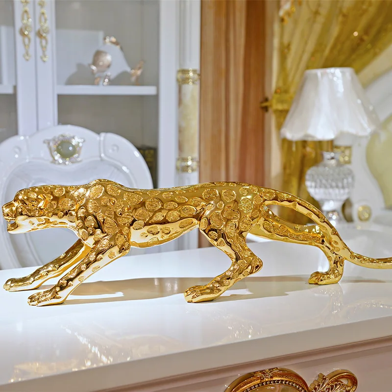 الذهب ليوبارد راتنج زخرفة غرفة المعيشة ديكور المنزل هدية الراقية
