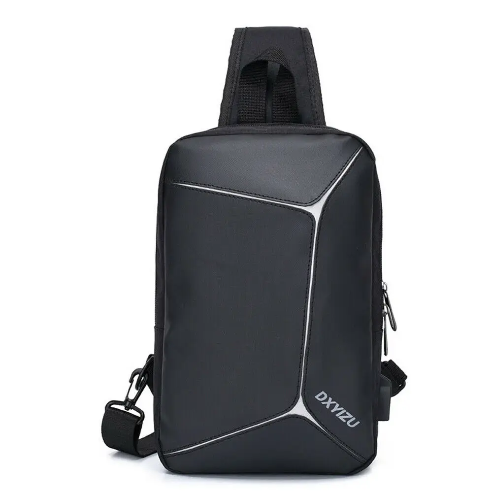 

2019 Brand New Style Mens Fashion Chest Cycle Sling Pack Satchel Shoulder Bag USB Charging Chest Bag