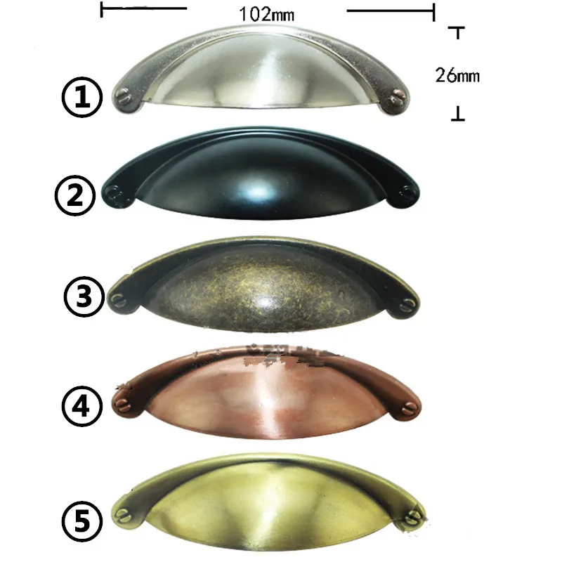 

102*26mm Retro Zinc Alloy Kitchen Drawer Cabinet Door Handle Furniture Knobs Hardware Cupboard Antique Metal Shell Pull Handles