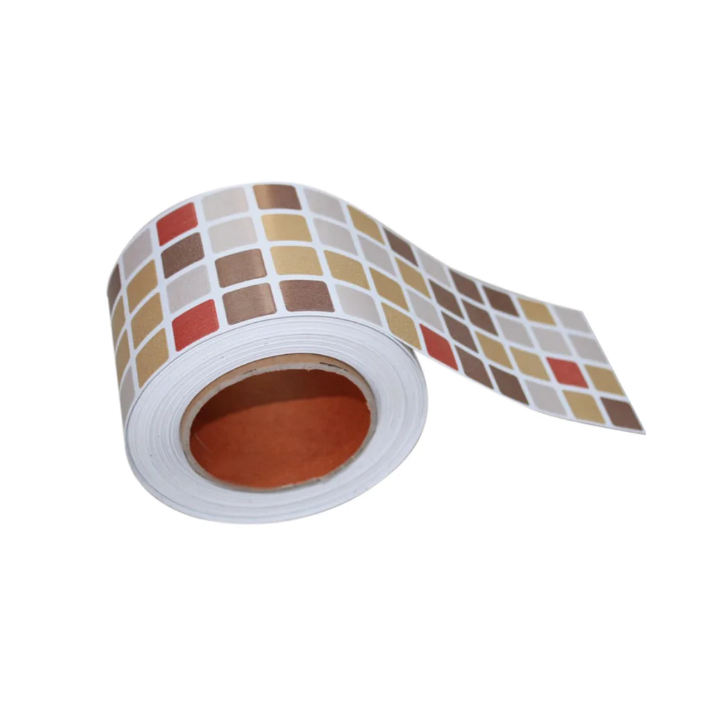 PVC Tile Floor Waistline Wall Paper Sticker Mosaic Decal Water-proof  Floor for Kitchen Bathroom Home Refurbishment DIY Decor 