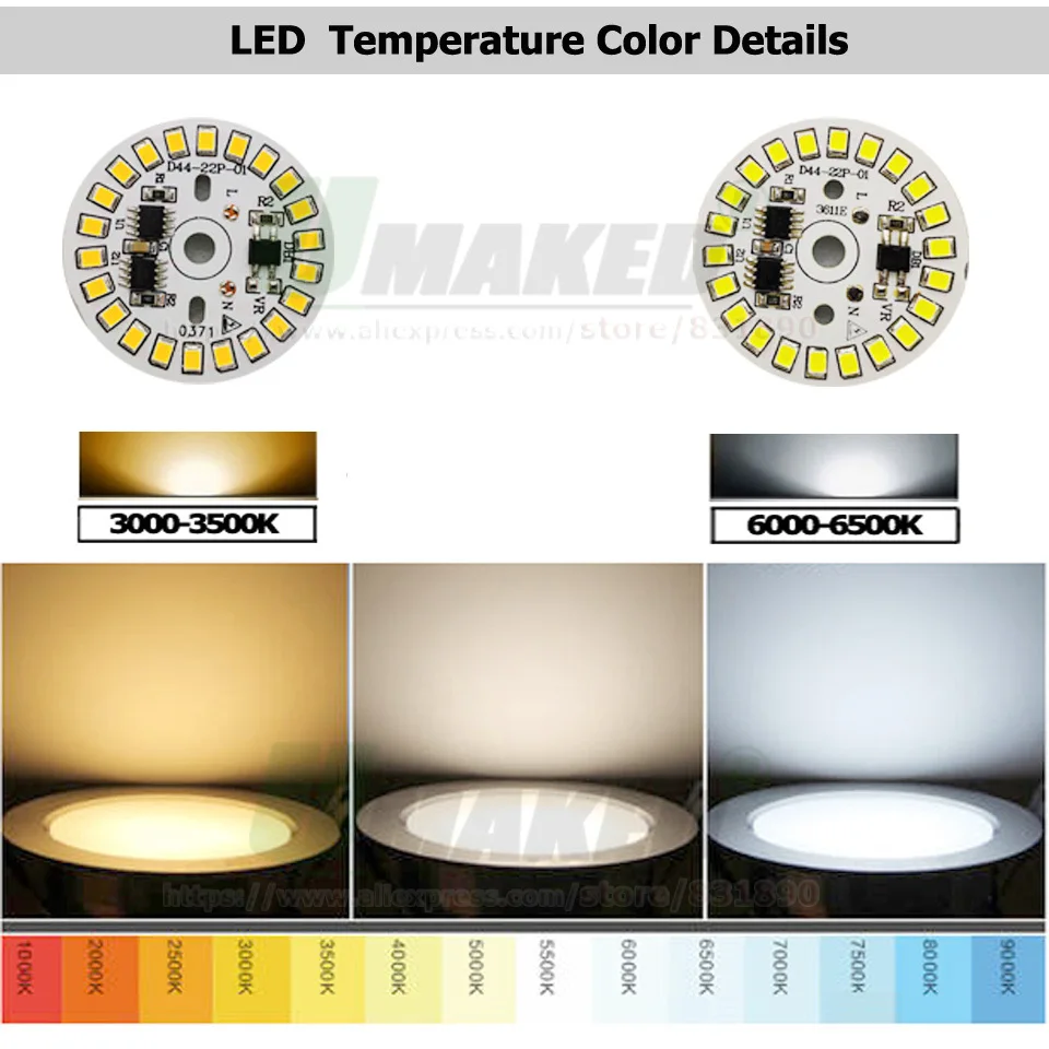 LED 모듈 SMD2835, LED PCB 알루미늄 램프 플레이트, 스마트 IC 드라이버 전구 패널, 웜/화이트 소스, AC220V, 3W, 5W, 7W, 9W, 12W, 15W