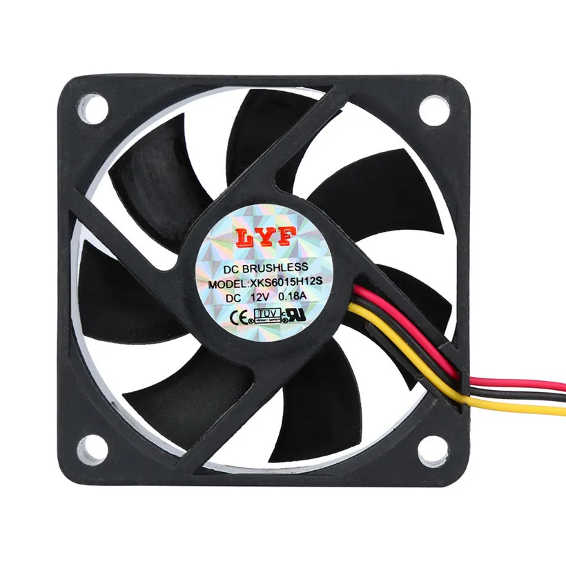 

LYF DC 12V 3Pin 60X60*15mm PC CPU Case Cooling Fan Big Airflow Heatsink drop shipping 0731