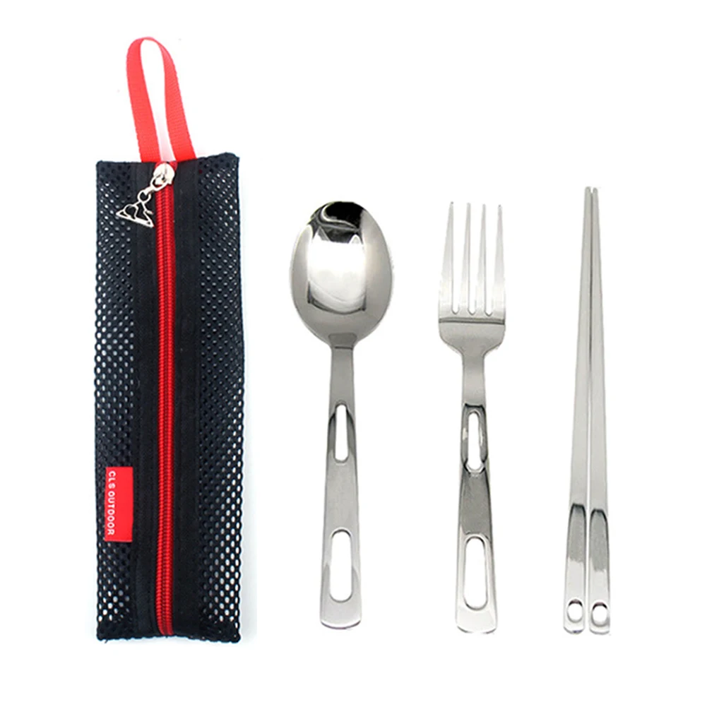 Outdoor Camping Picnic BBQ Portable Tableware Utensil Set Stainless