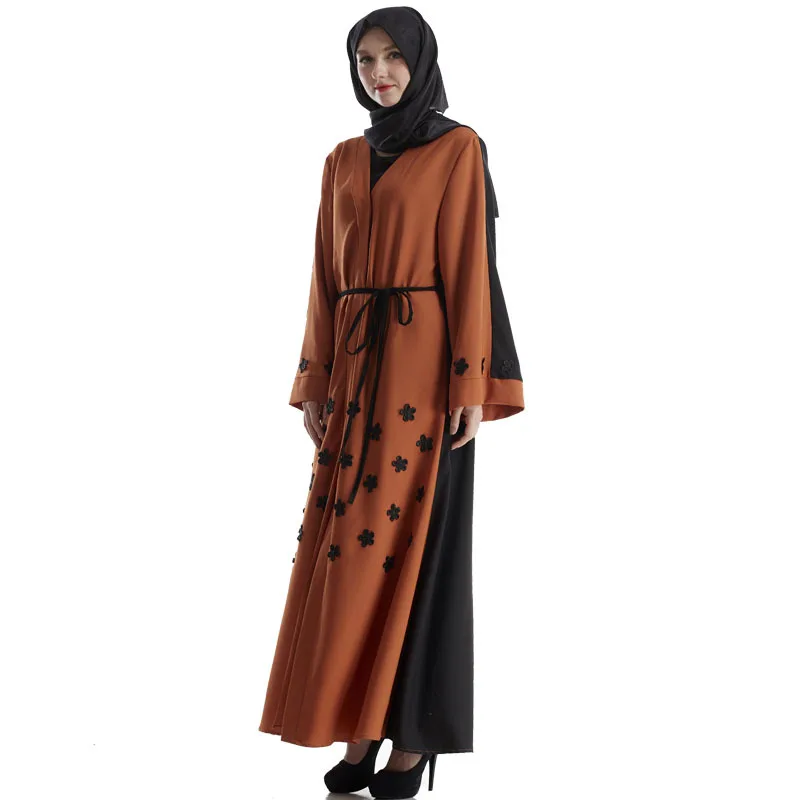 

Black Flowers Abaya for Muslim Women Abaya Malaysia Dubai Turkish Muslim Ladies Islamic Moslem Ramadan Clothing