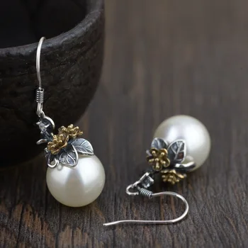 

Real 925 Streling Silver Earrings for women shell pearl earrings adorn article Delicate contracted new gift