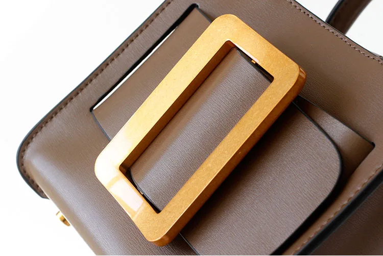 Couro genuíno bolsa feminina grande fivela bolsa