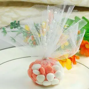 

Free shipping organza bag with white bead IJ02