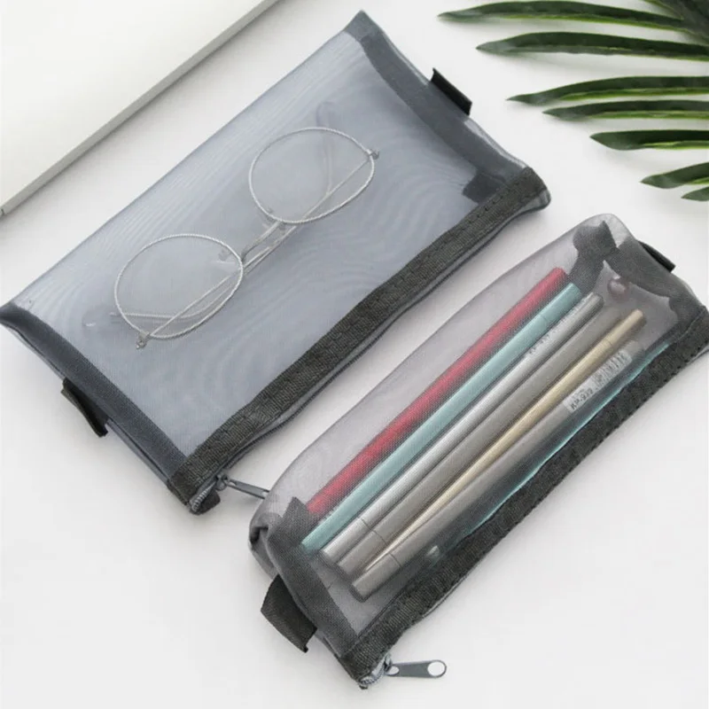 Transparent Mesh Travel Cosmetic Bag White And Black Casual Makeup Bag Clutch Large Capacity Zipper Toiletry Kit Organizer Case
