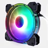 Colorido ventilador de refrigeración RGB para CPU redondo de 120MM + juego de mando a distancia, doble apertura, LED brillante, carcasa de PC, chasis, ventiladores silenciosos enfriados por agua ► Foto 3/6
