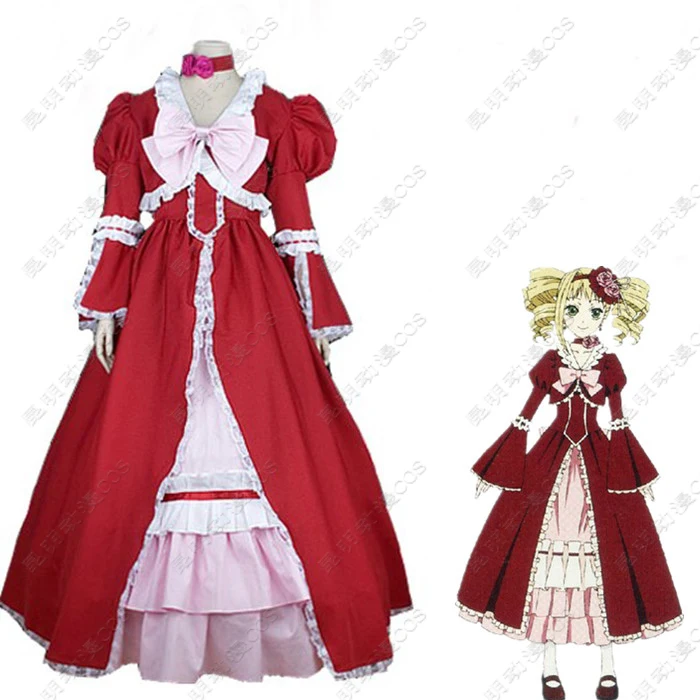 

2015 Black Butler Kuroshitsuji Elizabeth Cosplay Costume,Red Lady Elizabeth Black Butler Gown Dress