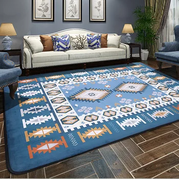 

Mediterranean Carpet Large Living Room Carpets Blue Bedroom Rugs Tea Table Rectangular Floor Mat Two Color