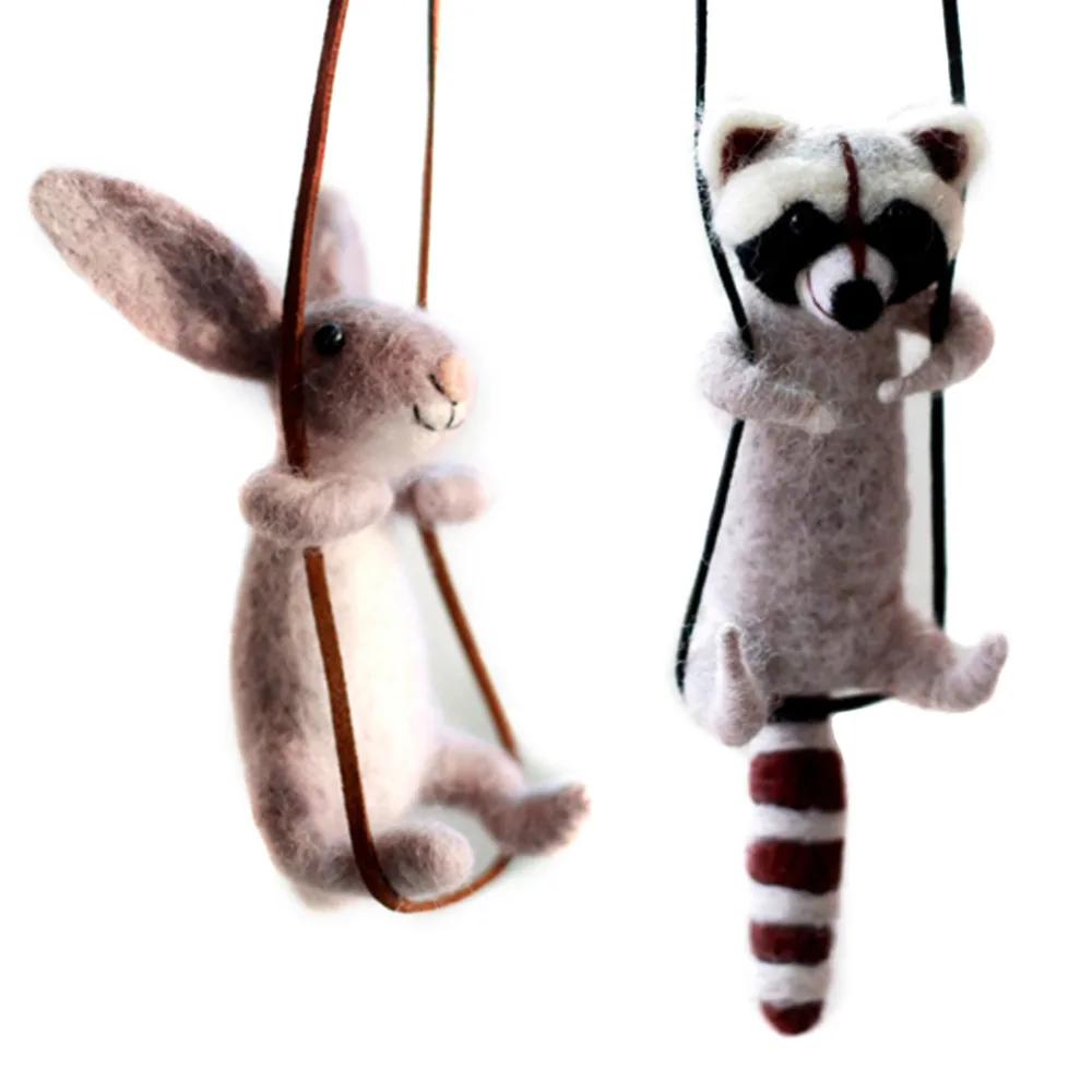 

Feltsky Rabbit and Raccoon on Rope Needle Felting Kit 10cm - Needles, Finger Guards, Black High-Density Foam Mat (2 Pack)