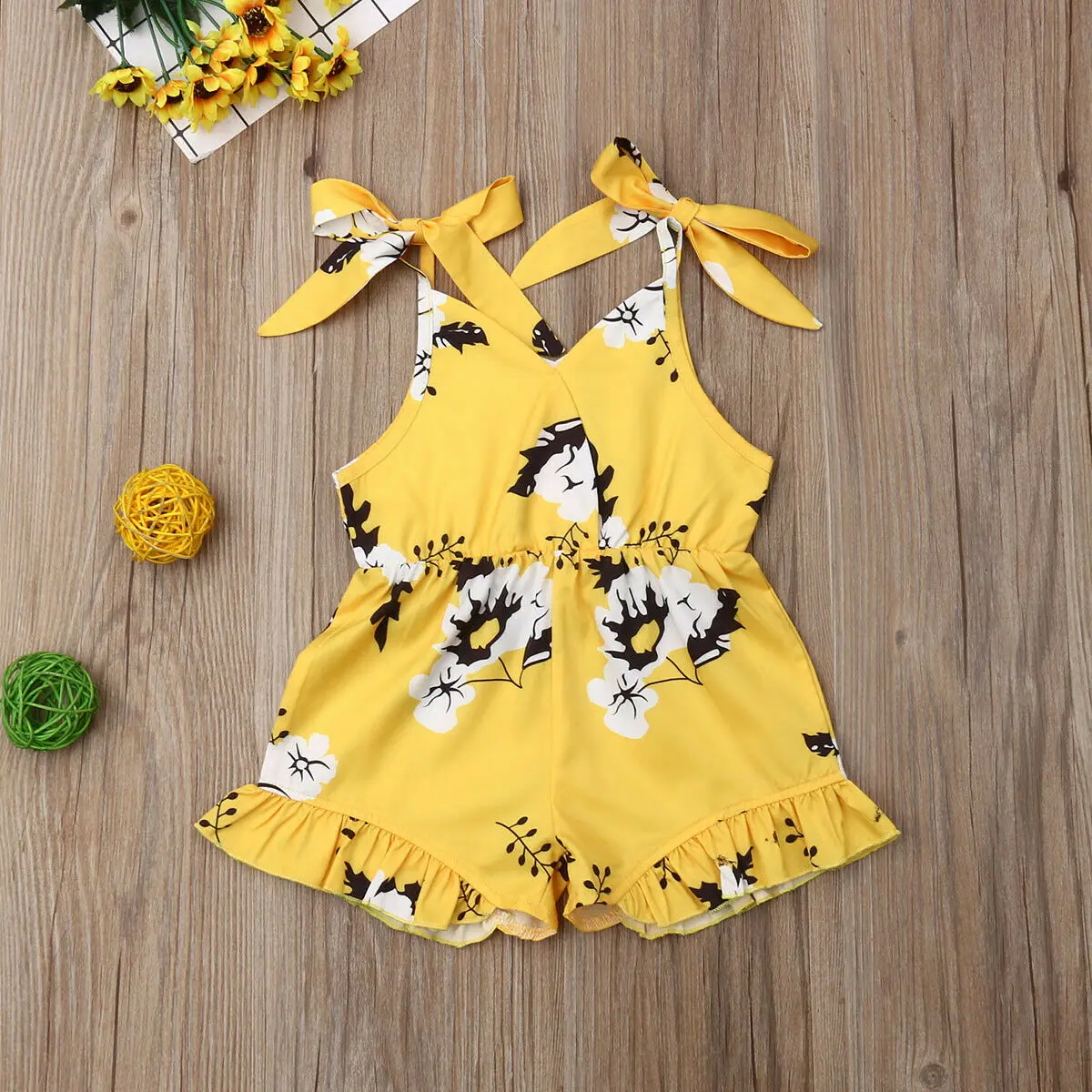 Children Clothes 1 2 3 4 5 6 Years age new cotton Sleeveless bow floral Romper Outfits Jumpsuit kids baby girls Clothing