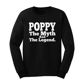 

Loo Show Mens Poppy Myth Legend Grandpa Gift Long Sleeve T-Shirts Casual Men Tee