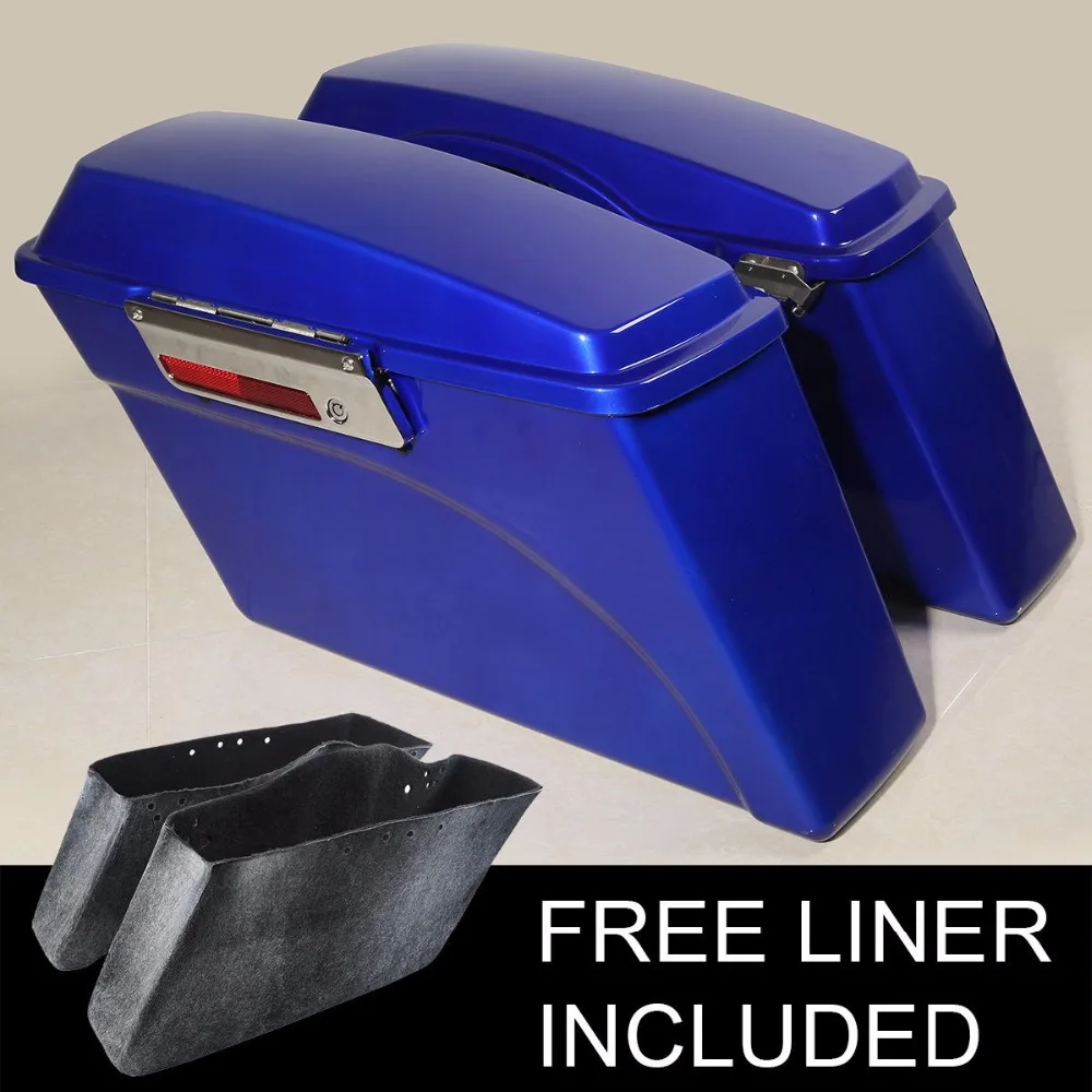 

Motor Hard Saddle bags Trunk W/ Lid Latch Key For Harley Touring DYNA Electra Street Glide Road King Ultra 1994-2013 Blue