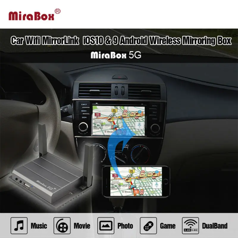 Автомобильный wifi Mirrorlink Box для Android iOS Телефон Аудио Видео Miracast DLNA Airplay Wi Fi Смарт