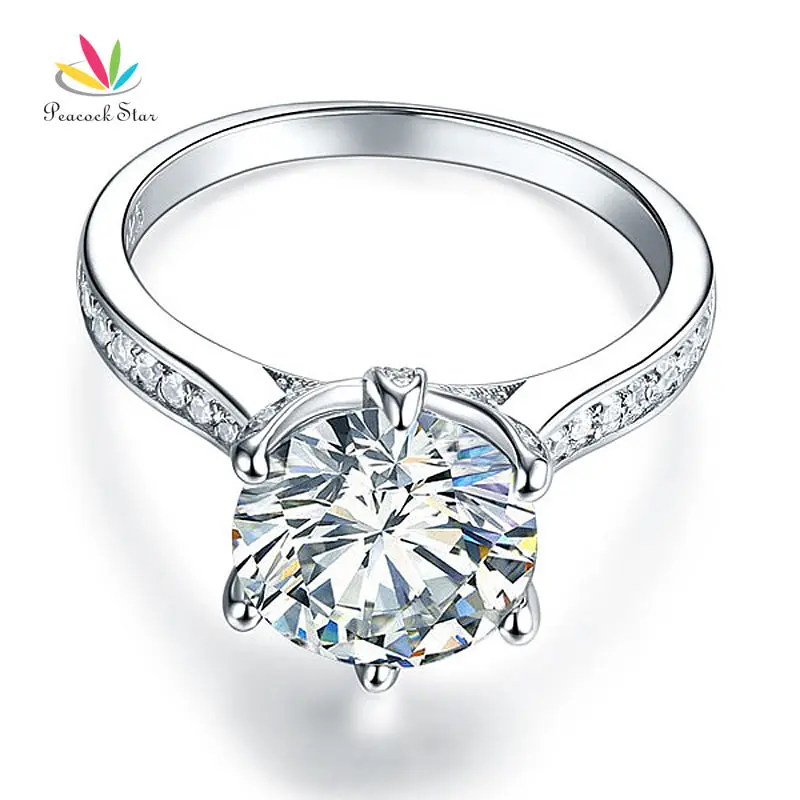 Павлин звезда 925 пробы серебро роскошные свадебные юбилей Обручальное кольцо 3 карат ювелирные изделия CFR8228