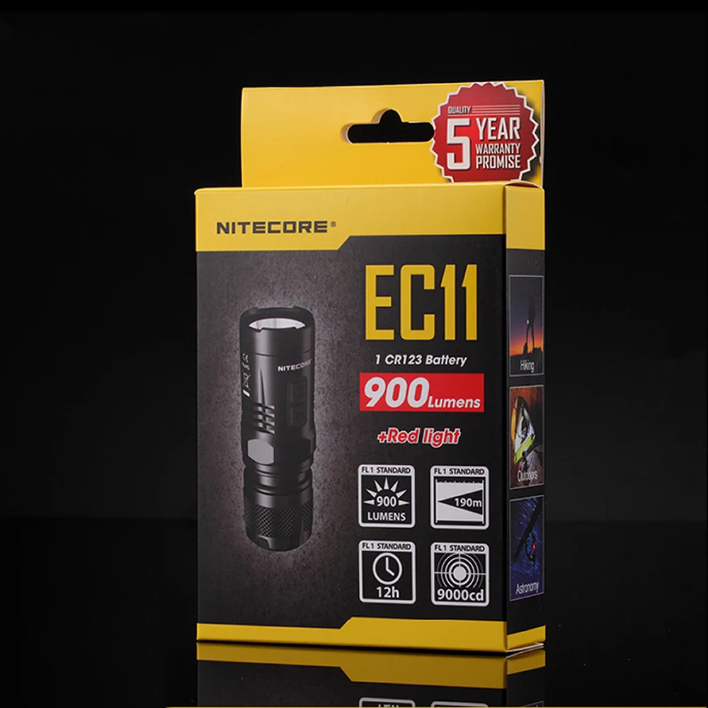 Распродажа NITECORE EC11 XM-L2 U2 светодиодный фонарик 900 лм водонепроницаемый фонарь для пеших прогулок портативный велосипедный Кемпинг без 18350