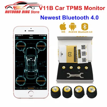 

V11B Car TPMS Bluetooth 4.0 Android IOS Tire Pressure Monitor Sensor 4 pcs External Sensors For Car Truck Bus SUV