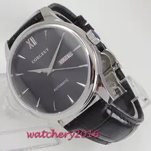 40mm Corgeut Black Dial Stainless steel Case Top Brand leather strap Japan 21 Jewels Miyota Automatic movement men's Watch 40mm Corgeut Black Dial Stainless steel Case Top Brand leather strap Japan 21 Jewels Miyota Automatic movement men's Watch