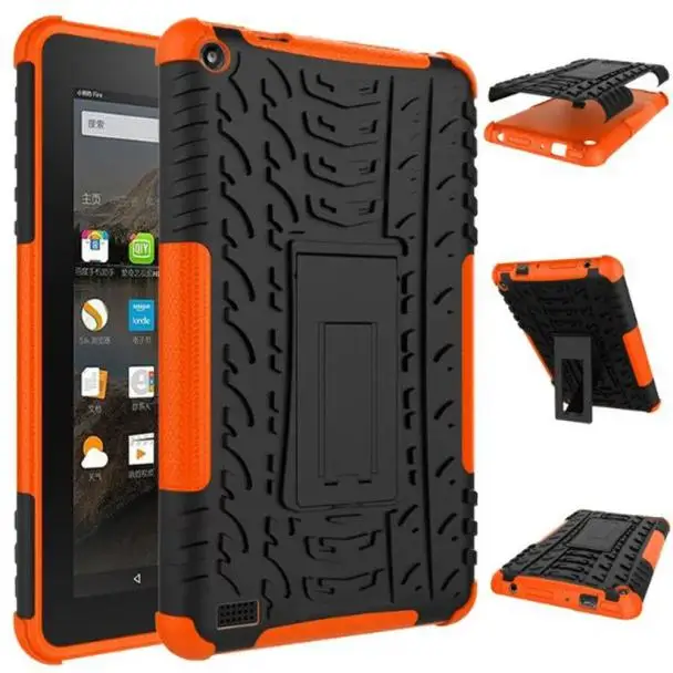 CARPRIE Чехлы для планшетов черный резиновый противоударный Гибридный Жесткий Чехол подставка держатель для Kindle Fire HD7 - Цвет: Orange