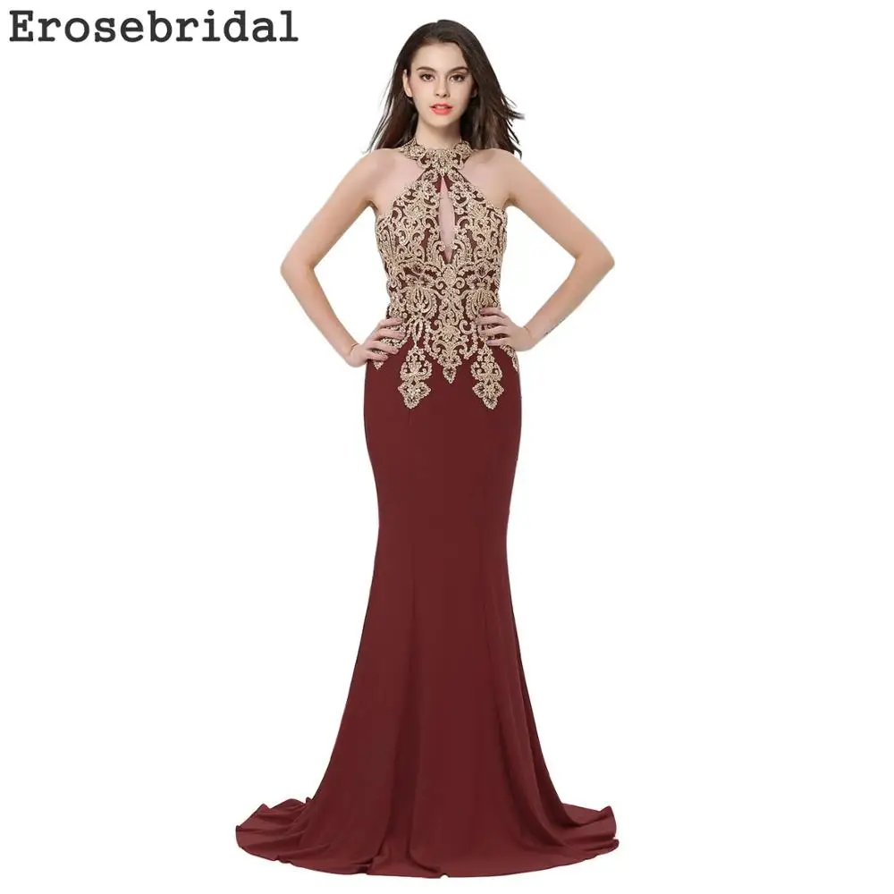 Long Wine Red Color Новинка осени, вечернее платье, длинное, черное, Русалка, вечернее платье, халат De Soiree, со шлейфом, Золотая аппликация, 48 часов - Цвет: Long Wine Red Color