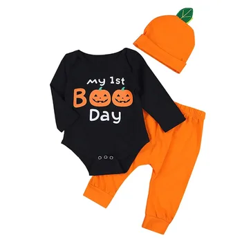 

Oklady 3Pcs My First Halloween Pumpkin Outfit Set Newborn Baby Boys Girls Romper Pant with Hat